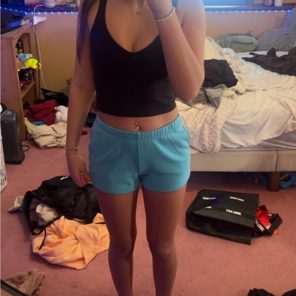 Fabletics Teal Fleece Shorts